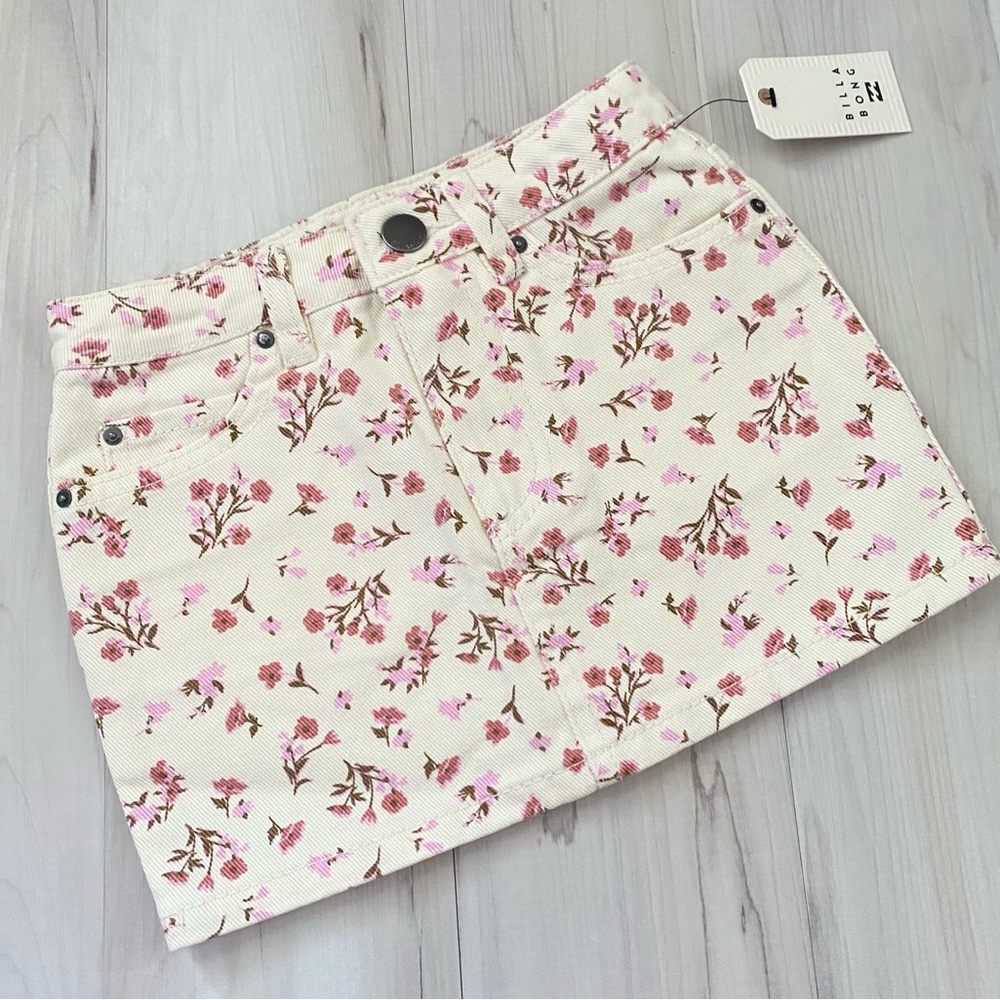 Billabong Girls’ Floral Sweetheart Denim Mini Skirt